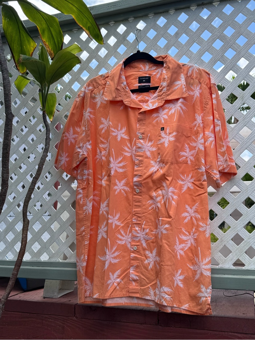 Quiksilver Orange Shirt with White Palm Print